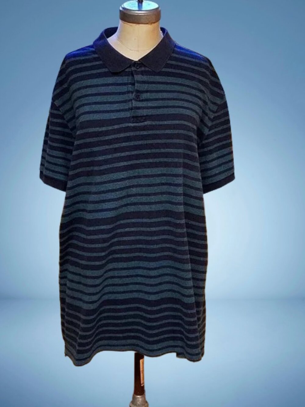 George Men's Large short sleeves Polo with blue stripped pattern